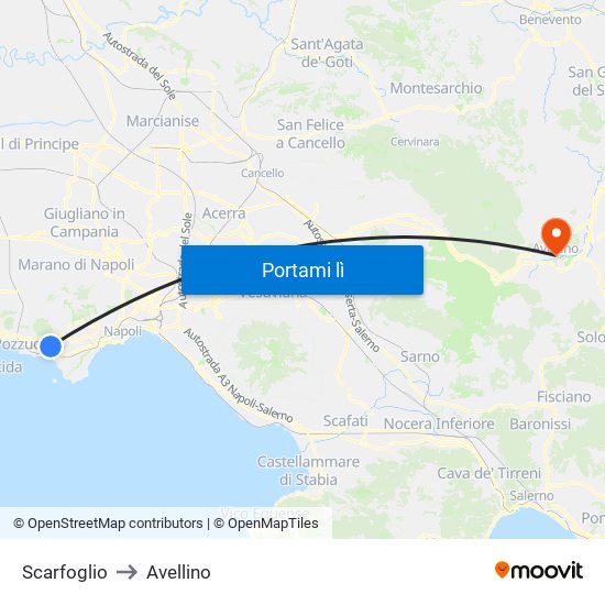 Scarfoglio to Avellino map