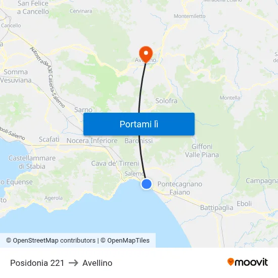 Posidonia 221 to Avellino map
