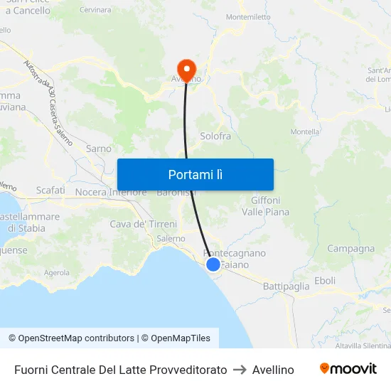 Fuorni Centrale Del Latte Provveditorato to Avellino map