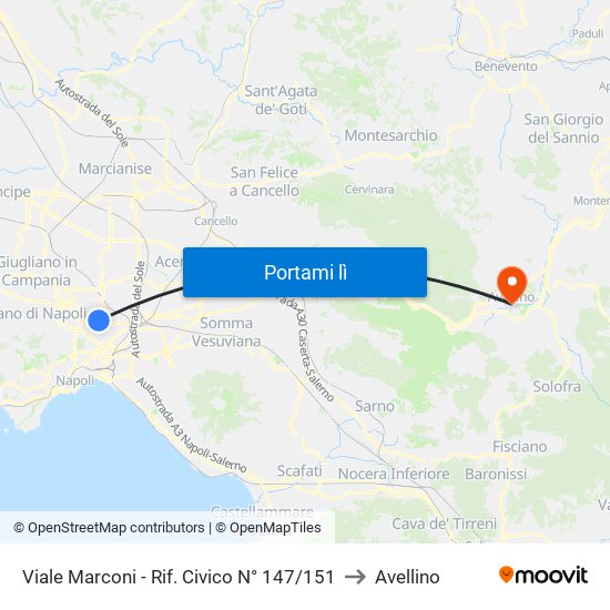Viale Marconi - Rif. Civico N° 147/151 to Avellino map