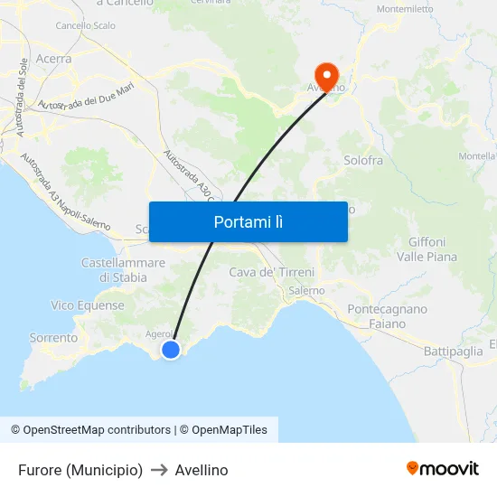 Furore (Municipio) to Avellino map