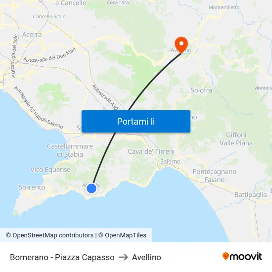 Bomerano - Piazza Capasso to Avellino map
