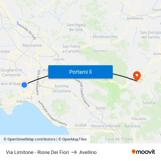 Via Limitone - Rione Dei Fiori to Avellino map