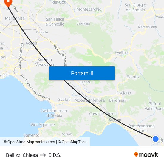 Bellizzi Chiesa to C.D.S. map