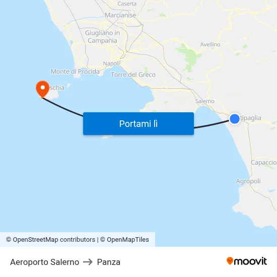 Aeroporto Salerno to Panza map
