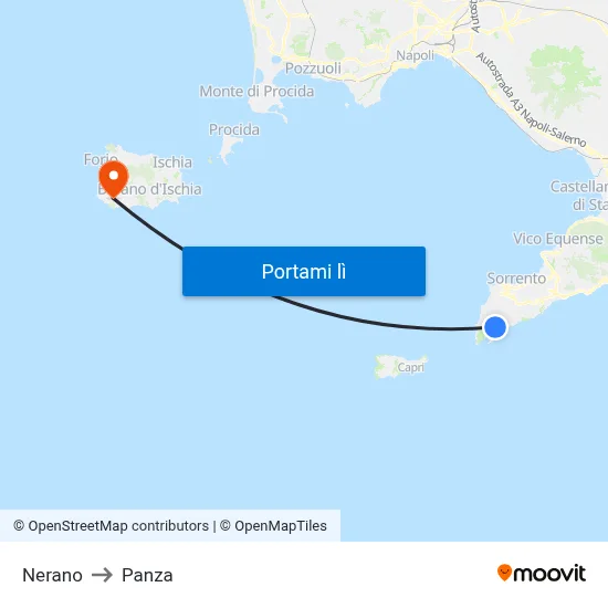 Nerano to Panza map