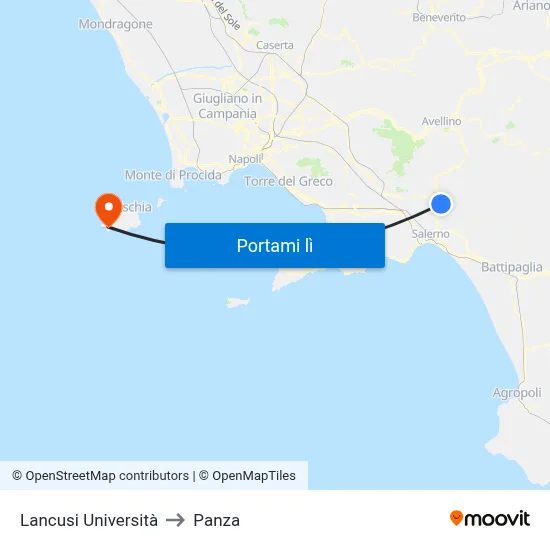 Lancusi Università to Panza map