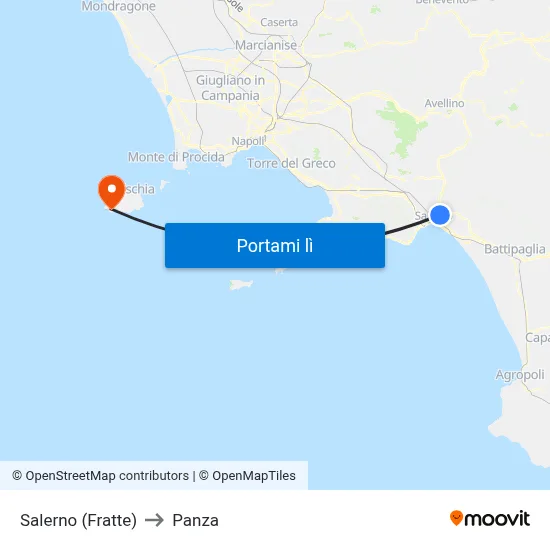 Salerno (Fratte) to Panza map