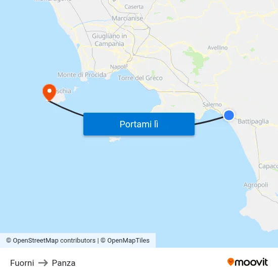 Fuorni to Panza map