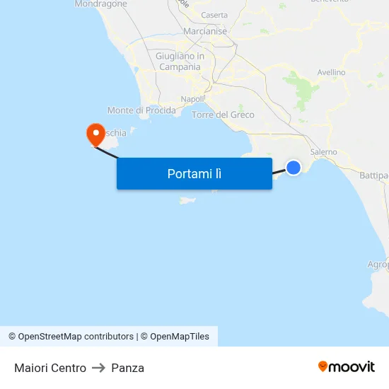 Maiori Centro to Panza map