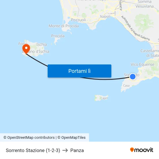 Sorrento Stazione (1-2-3) to Panza map