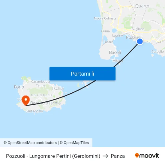 Pozzuoli - Lungomare Pertini (Gerolomini) to Panza map