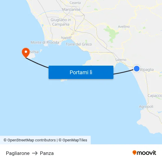 Pagliarone to Panza map