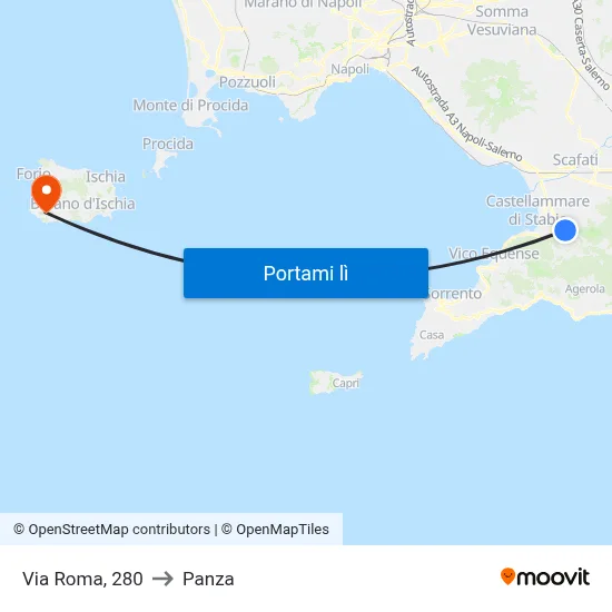 Via Roma, 280 to Panza map