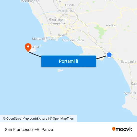 San Francesco to Panza map