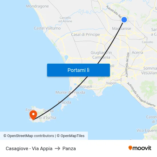 Casagiove - Via Appia to Panza map