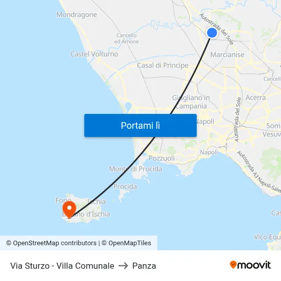 Via Sturzo - Villa Comunale to Panza map
