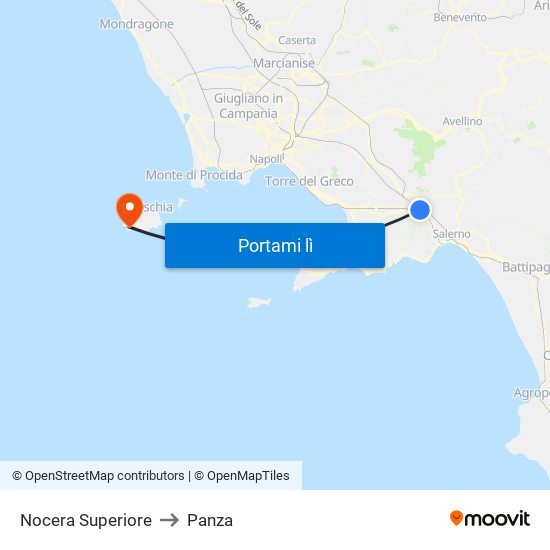 Nocera Superiore to Panza map