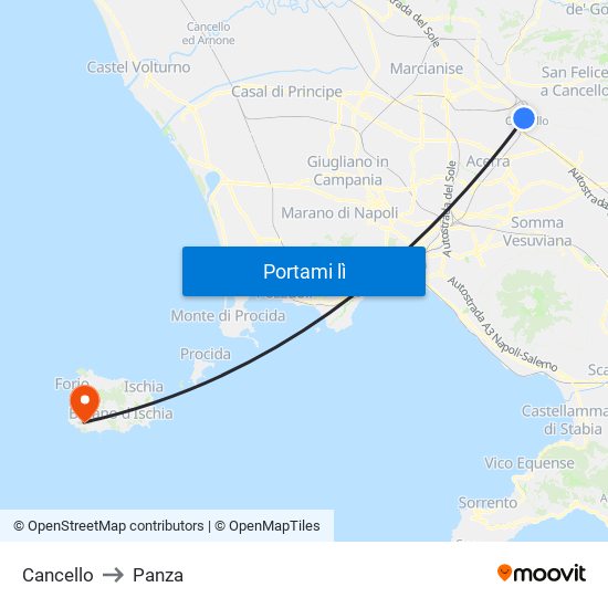 Cancello to Panza map