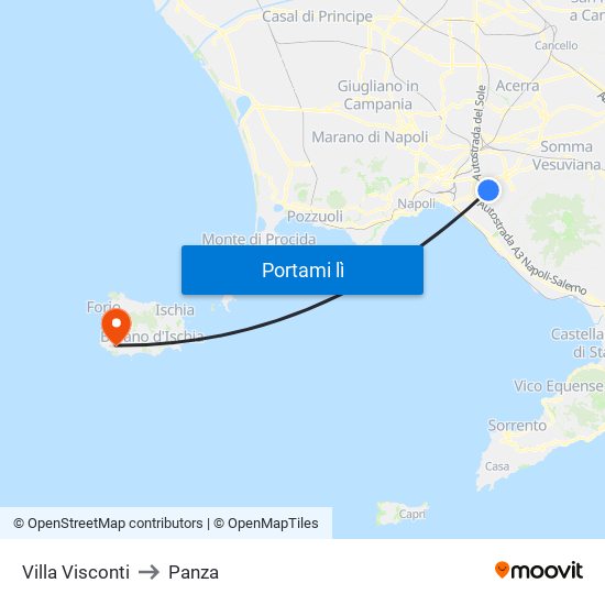 Villa Visconti to Panza map