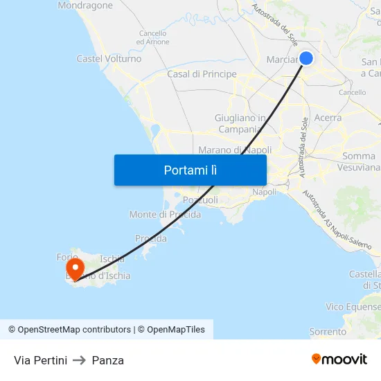 Via Pertini to Panza map