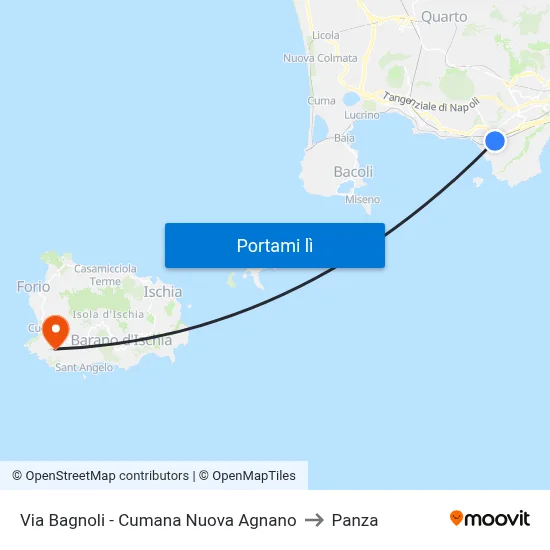 Via Bagnoli - Cumana Nuova Agnano to Panza map