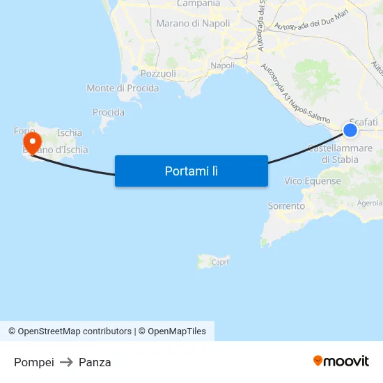Pompei to Panza map