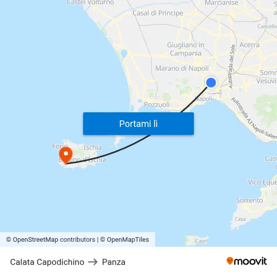 Calata Capodichino to Panza map