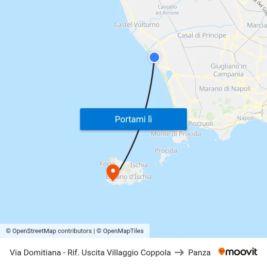 Via Domitiana - Rif. Uscita Villaggio Coppola to Panza map