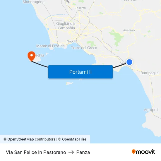 Via San Felice In Pastorano to Panza map