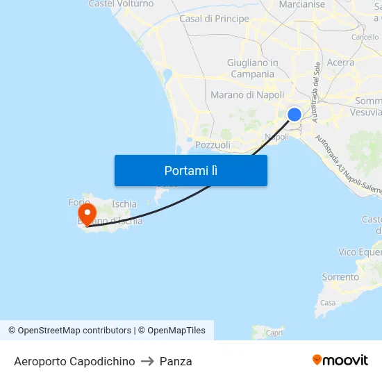 Aeroporto Capodichino to Panza map