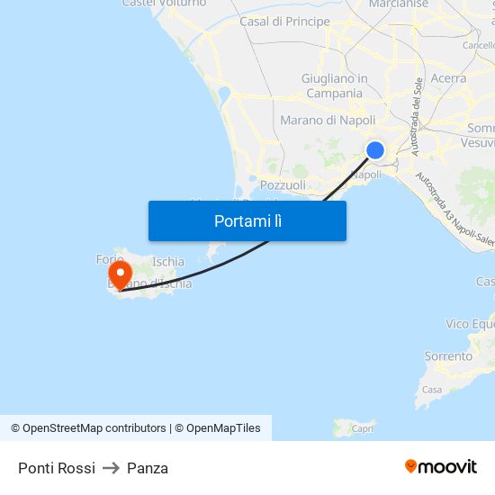 Ponti Rossi to Panza map