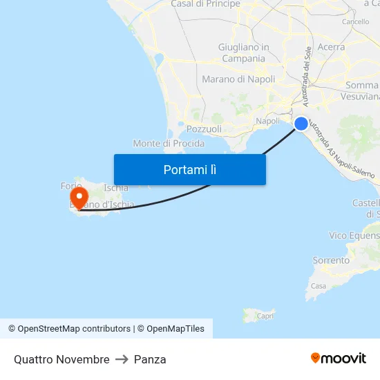 Quattro Novembre to Panza map