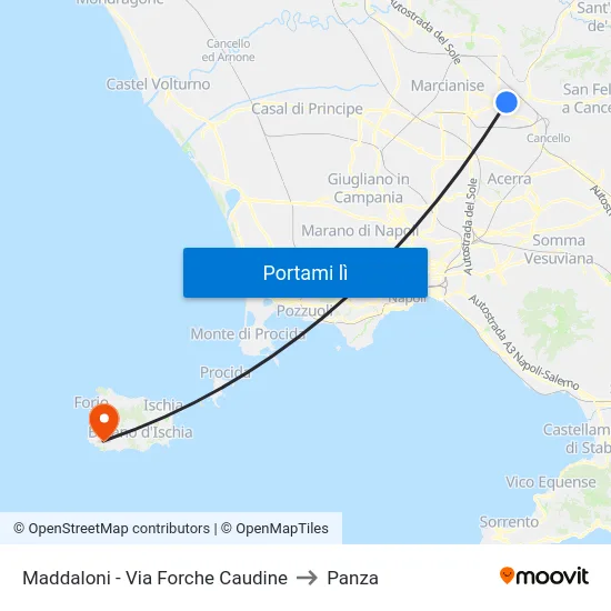 Maddaloni - Via Forche Caudine to Panza map