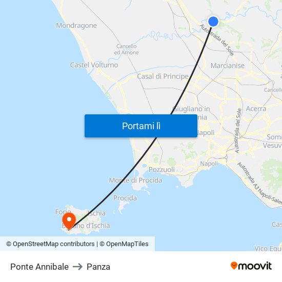 Ponte Annibale to Panza map