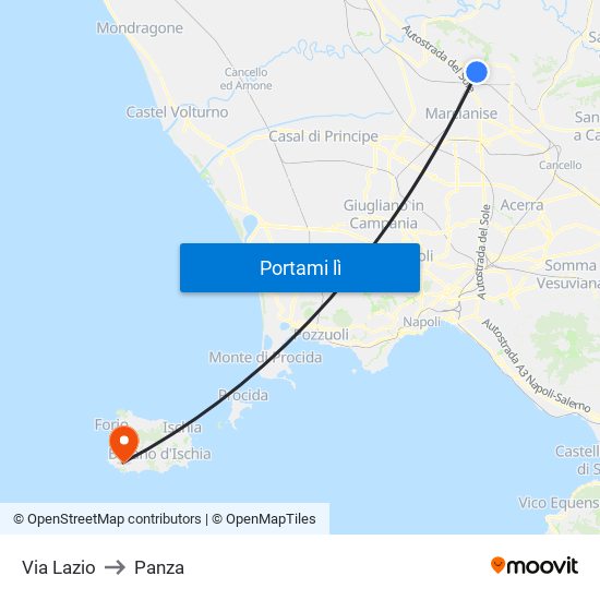 Via Lazio to Panza map