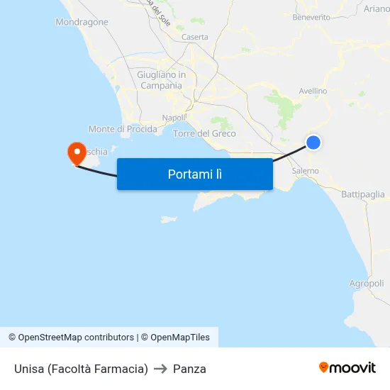 Unisa (Facoltà Farmacia) to Panza map