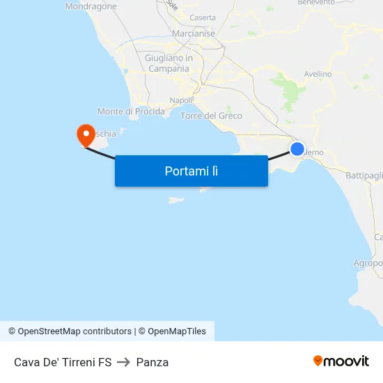 Cava De' Tirreni FS to Panza map
