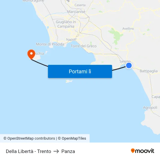 Della Libertà - Trento to Panza map
