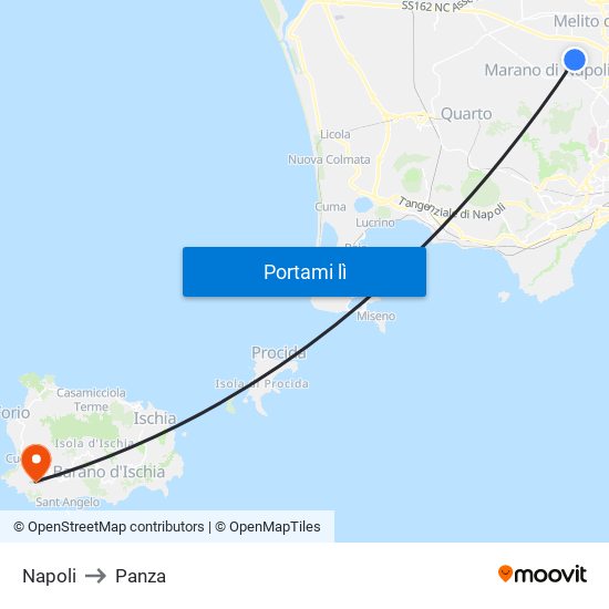 Napoli to Panza map