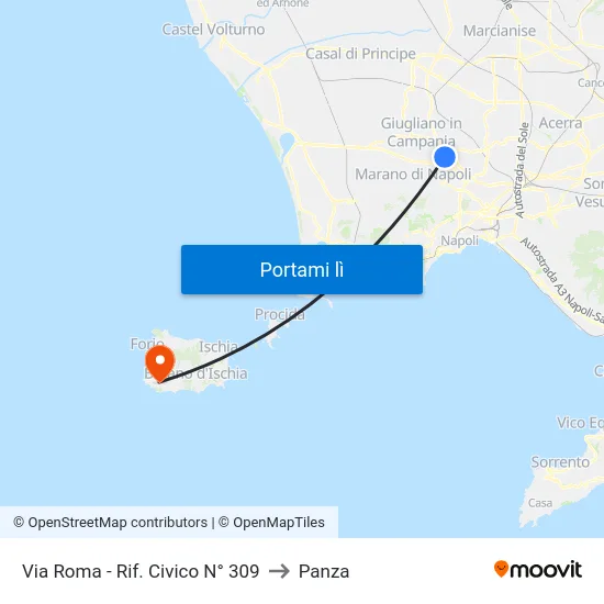 Via Roma - Rif. Civico N° 309 to Panza map