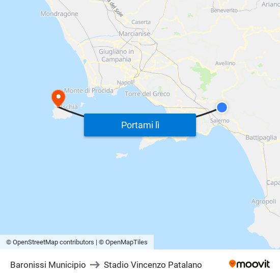 Baronissi Municipio to Stadio Vincenzo Patalano map