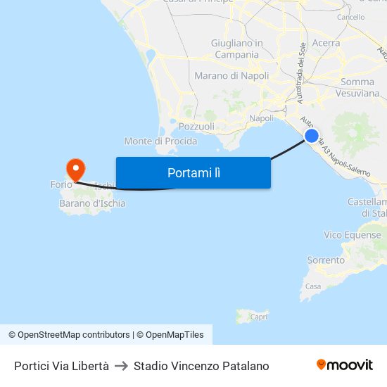 Portici Via Libertà to Stadio Vincenzo Patalano map