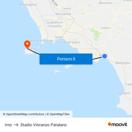 Irno to Stadio Vincenzo Patalano map