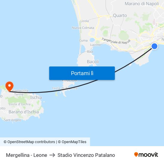 Mergellina - Leone to Stadio Vincenzo Patalano map