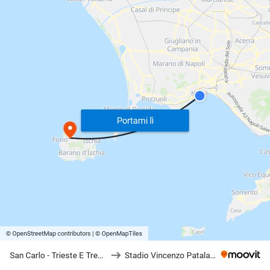 San Carlo - Trieste E Trento to Stadio Vincenzo Patalano map