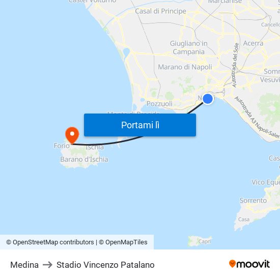 Medina to Stadio Vincenzo Patalano map