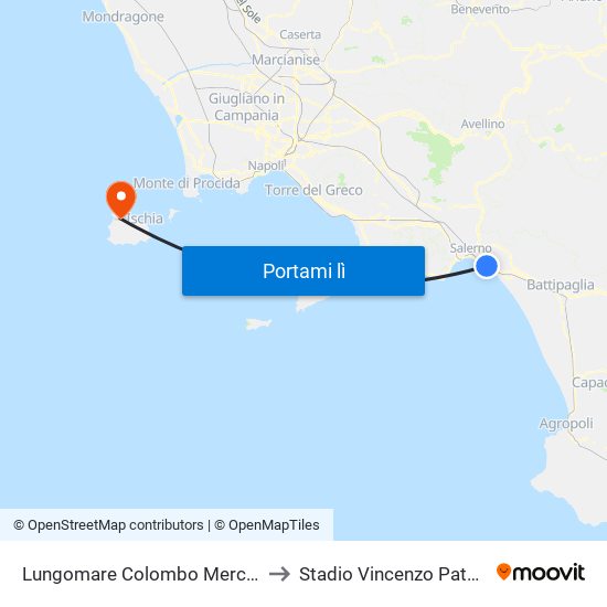 Lungomare Colombo Mercatello to Stadio Vincenzo Patalano map