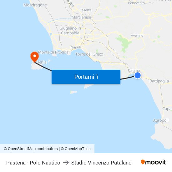 Pastena  - Polo Nautico to Stadio Vincenzo Patalano map