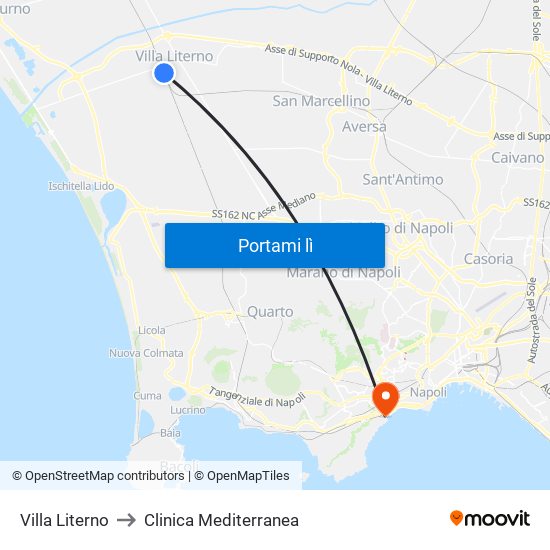 Villa Literno to Clinica Mediterranea map